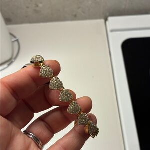 14KGold Heart Bracelet with Crystals